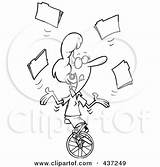 Businesswoman Folders Juggling  Toonaday Royalty Clipart Unicycle Outline Illustration Rf 2021 sketch template