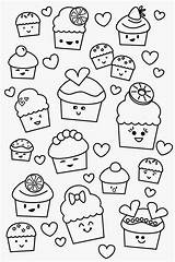 Kawaii Pages Coloring Cupcake Kids sketch template