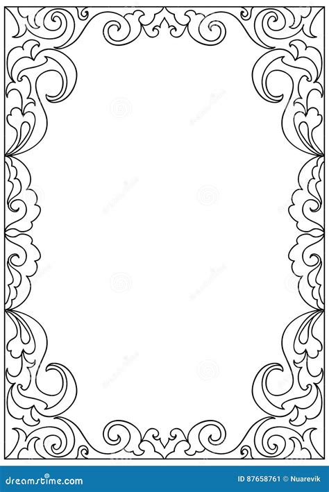 decorative floral frame coloring page stock illustration illustration
