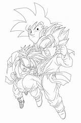 Goten Trunks Goku Lineart Morelos Warren Deviantart Favourites Add sketch template
