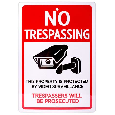trespassing sign    reflective video surveillance pre drilled metal industrial