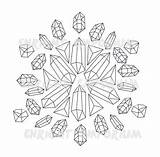 Crystal Coloring Mandala Pages Adult Digital Colouring Etsy Kids sketch template