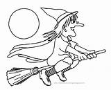 Witch Broomstick Witches Colouring Colorings Primeraplana Bruja sketch template