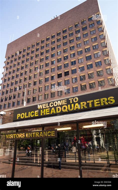 york city police headquarters visitors entrance  police stock