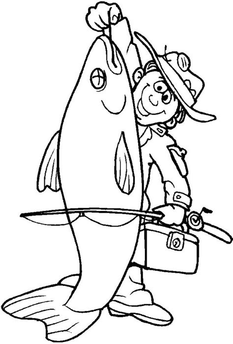 fisherman catch big fish coloring page coloring sky