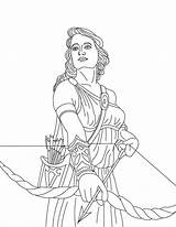 Coloring Greek Gods Goddesses Artemis Color Netart sketch template