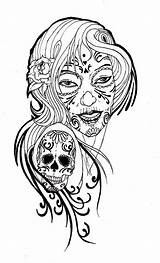 Skull Sugar Print Tattoo Coloring Clipart Designs Pages Printable Drawing Adult Flash Tattoos Adults Library Mexican Clip Cliparts Lady Girly sketch template