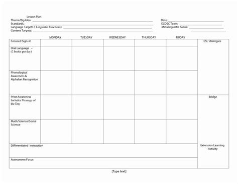lesson plan weekly template     lesson plan templates mon