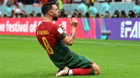 man utd midfielder bruno fernandes scores  goals  portugal beat