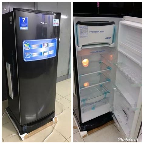 jual kulkas  pintu sanyo aqua  dark silver