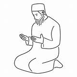Praying Man Muslim Premium Vector sketch template