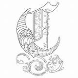 Illuminated Letters Alice Cornucopia sketch template