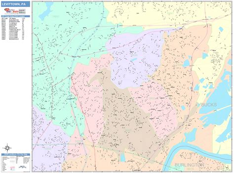 levittown pennsylvania wall map color cast style  marketmaps images