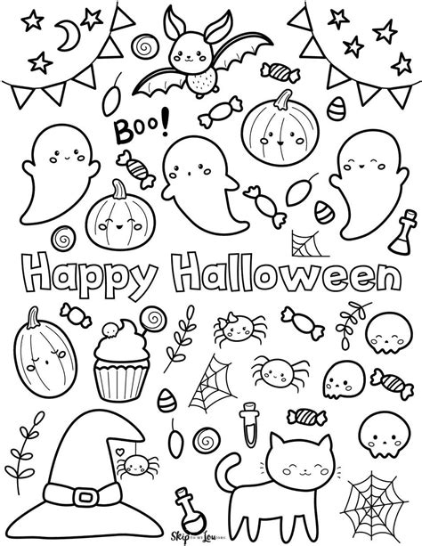 halloween coloring pages cute doodle art kawaii fruit kids doodles