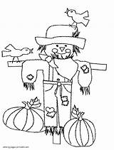 Pages Thanksgiving Holidays Scarecrow Colouring Coloring Printable sketch template