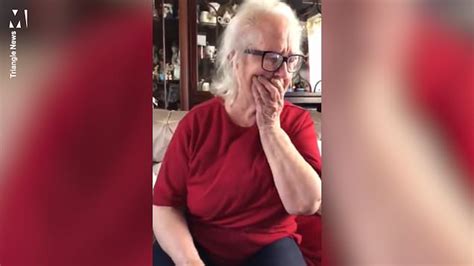 grandmother bursts into tears after being handed donations from