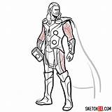 Thor Draw Drawing Easy Step Odinson Sketchok Hemsworth Chris Clipartmag Superheroes Comics sketch template