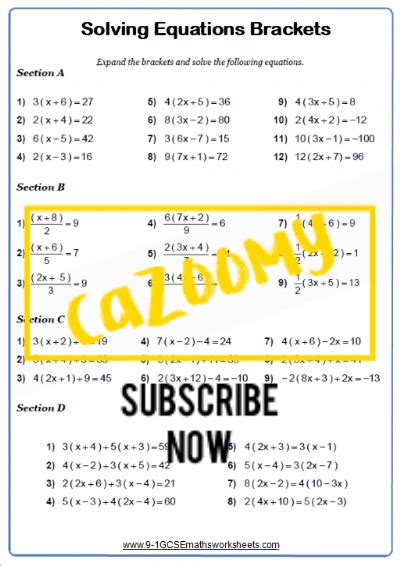 linear equations worksheets practice questions  answers cazoomy
