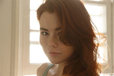 Wallpaper Women Model Redhead Long Hair Sabrina Lynn Freckles