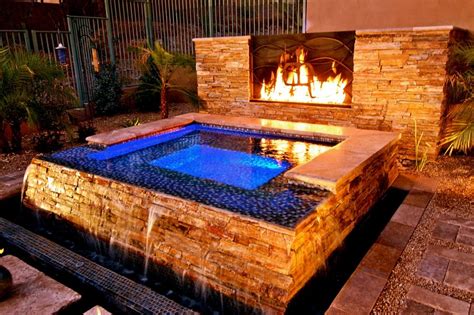 stunning backyard hot tub  water fall hot tub outdoor hot tub