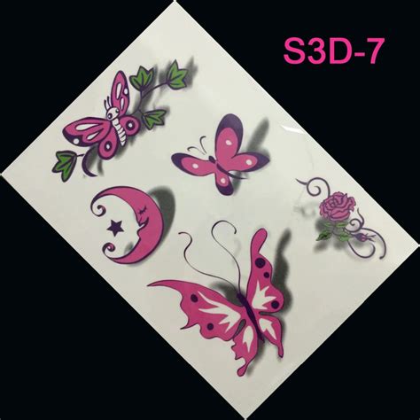 special offer 3d tattoo women sex products pink butterfly pattern