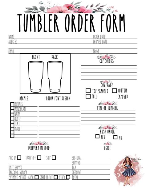 custom tumbler order form template  printable word searches