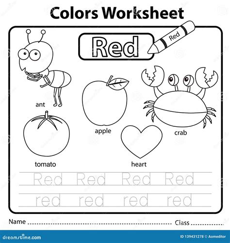 red colour worksheet dc
