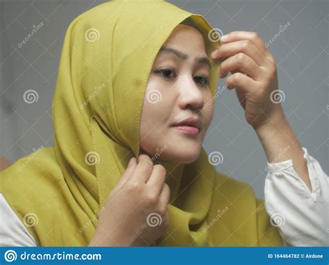 Beautiful Asian Muslim Woman Wearing Hijab On Head Scarf