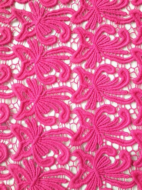 items similar  hot pink lace fabric butterfly hollowed embroidery