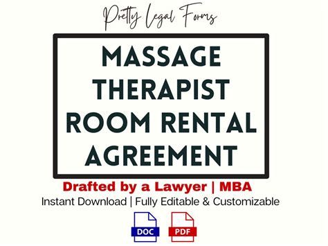 massage therapist contract template massage therapist room etsy