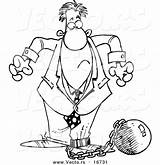 Chain Cartoon Ball Drawing Coloring Shackled Businessman Outlined Vector Ron Leishman Royalty Clipart Shackle sketch template