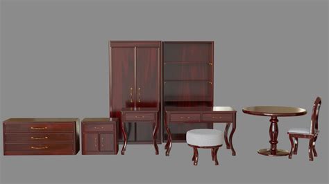 wooden furniture 3d model collection cgtrader