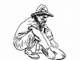 Gold Panning Prospector Drawing Drawings Behance Paintingvalley sketch template
