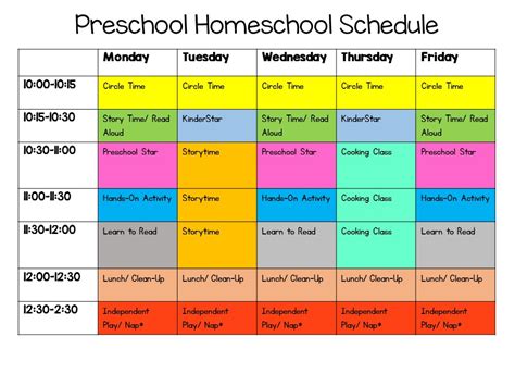 printable homeschool daily schedule template pastorkorea