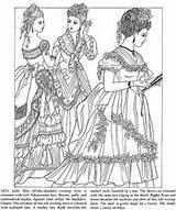 Coloring Pages Adult Fashion Victorian Book Dover Publications Godey Welcome sketch template