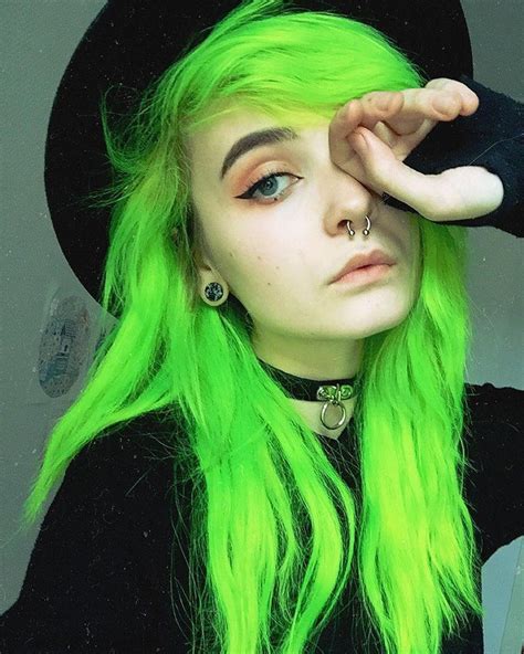 Pin By L0ra On Slytherin Neon Hair Green Hair Neon Green Hair