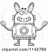 Rabbit Evil Robot Clipart Cartoon Outlined Coloring Vector Cory Thoman Dumb Bored Clipartof sketch template