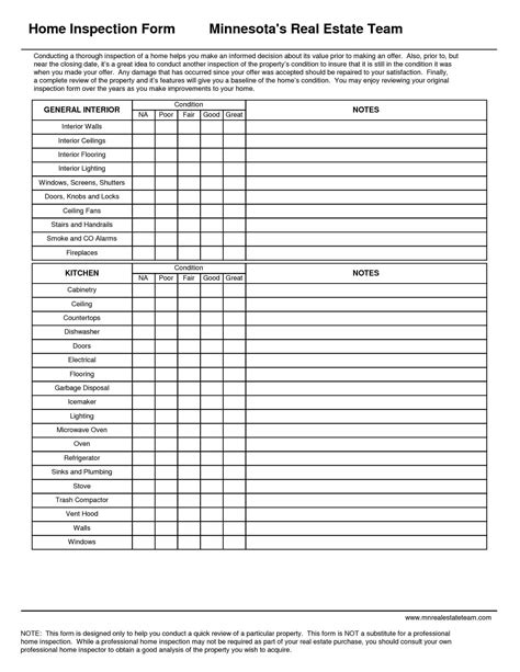 home nspection forms  blank report professional diy