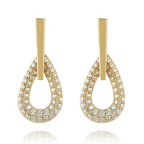 18ct Yellow Gold Teardrop Diamond Earrings Pravins Jewellers