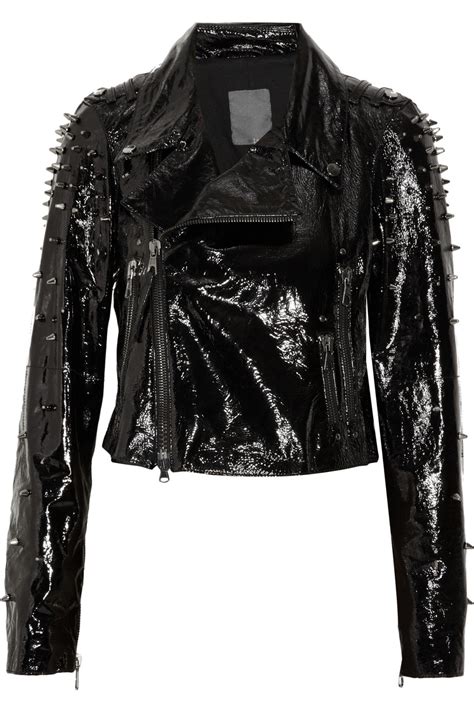 Lot78 Edie Spiked Patent Leather Jacket In Black Lyst