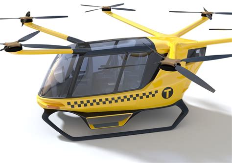 yellow taxi drone  interior  model cgtrader