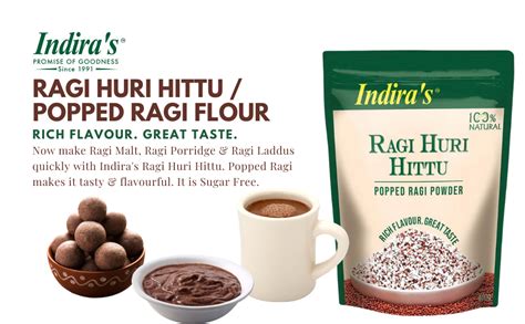 indira s combo ragi huri hittu or popped powder 400g each pack of 2