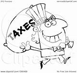 Taxes Uncle Sam Clipart Carrying Outlined Sack Illustration Royalty Vector Toon Hit sketch template