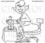 Sewing Seamstress Cartoon Woman Dress Lineart Illustration Happy Vector Djart Royalty Clipart Clip 2021 sketch template