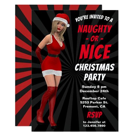 Santa Girl Naughty Or Nice Christmas Party Invite Zazzle Ca