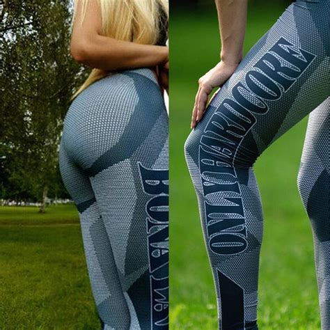 2018 printed yoga pants fitness sport leggings push up trousers slim