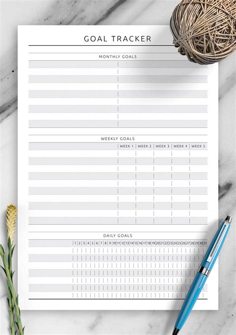 printable goal tracker original style  goal tracker