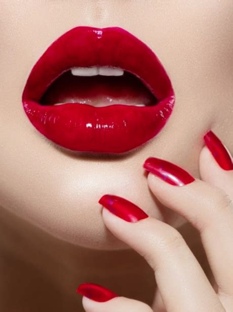 perfect glossy red lip and red nail polish red nails red lips lips