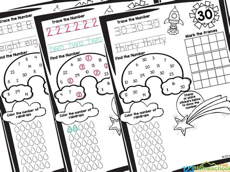 printable kindergarten number practice worksheets