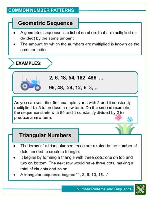 number patterns  sequence  grade math worksheets helping  math